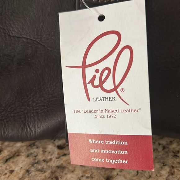 Piel Leather Chocolate Buckle Flap-Over Satchel NWT Currently Selling for $291 - Picture 8 of 9